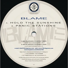 Blame - Hold The Sunshine / Panic Stations