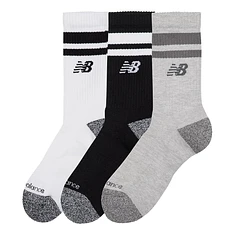 New Balance - Active Lifestyle Striped Crew Socks 3 Pack