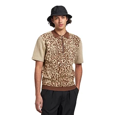 Beams Plus - Half Zip Knit Polo Animal Jacquard