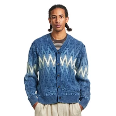 Beams Plus - Cardigan Jacquard Indigo Yarn