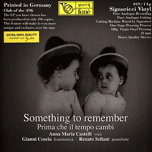 Anna Maria Castelli / Gianni Coscia / R. Sellani - Something To Remember Natural Sound Recording