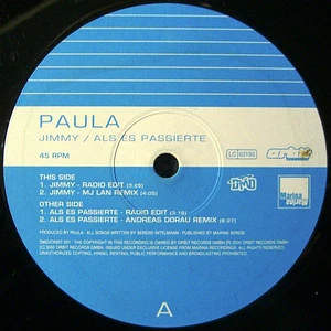 Paula - Jimmy / Als Es Passierte