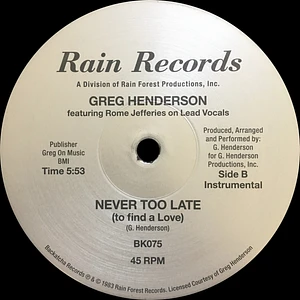 Greg Henderson - Never Too Late Feat. Rome Jefferies