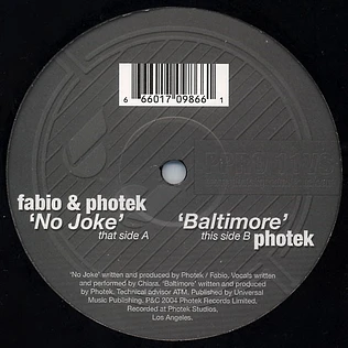 Fabio & Photek - No Joke / Baltimore