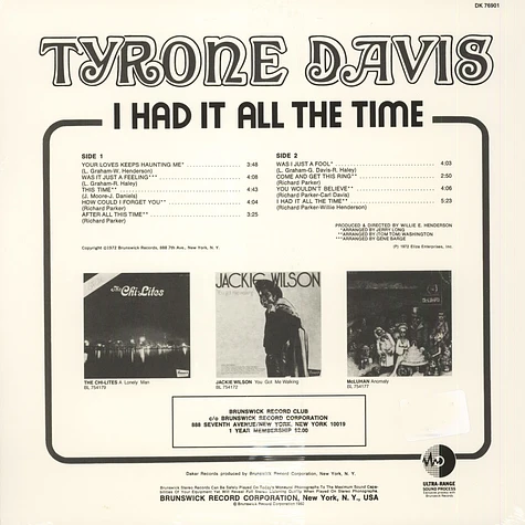 Tyrone Davis - I Had It All The Time