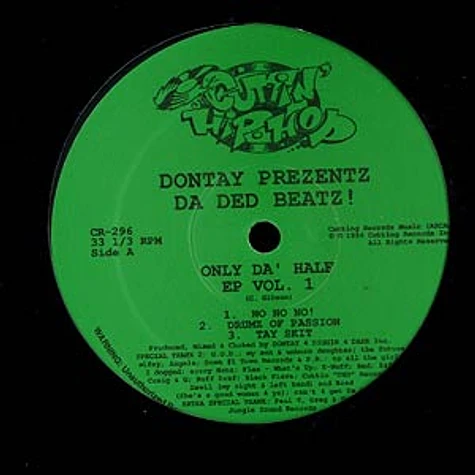 Dontay - Da ded beatz - only da half EP