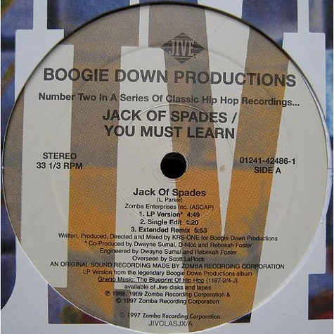 Boogie Down Productions - Jack Of Spades / You Must Learn