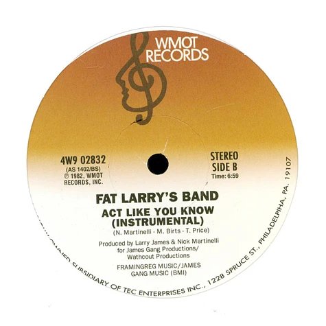 Fat Larry's Band - Act like you know