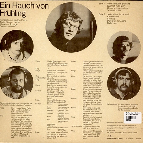 Manfred Krug, Günther Fischer - No. 2: Ein Hauch Von Frühling