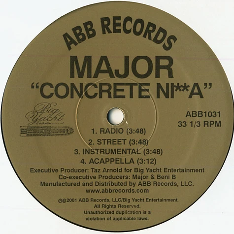 Major - Concrete Ni**a b/w Just Can't Lose