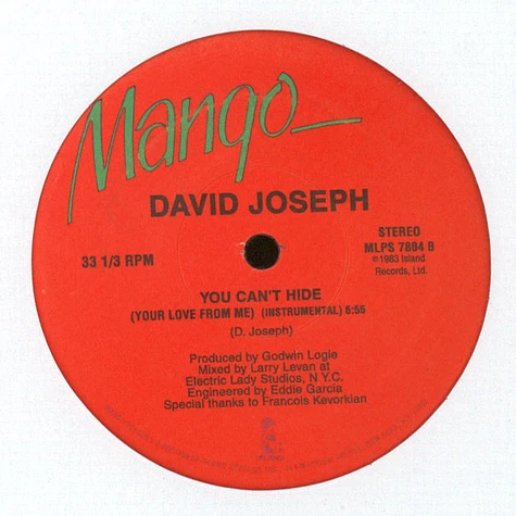 David Joseph - You Can't Hide Your Love From Me
