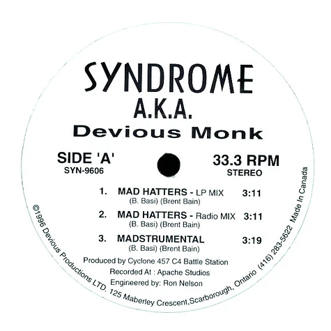 Syndrome aka Devious Monk - Mad hatters