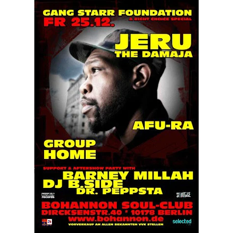 Gangstarr Foundation mit Group Home, Jeru The Damaja & Afu-Ra - Konzertticket für Berlin, 25.12.2009 @ Bohannon
