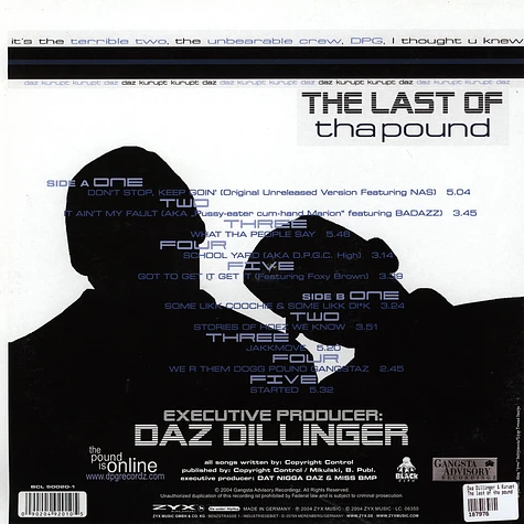 Dat Nigga Daz Presents D.P.G. - The Last Of Tha Pound