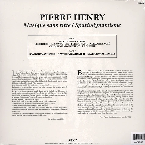 Pierre Henry - Musique Sans Titre/ Spatiodynamisme