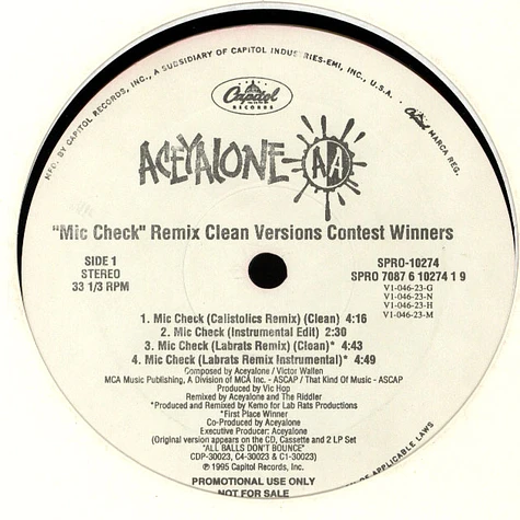 Aceyalone - "Mic Check" Remix Clean Versions Contest Winners