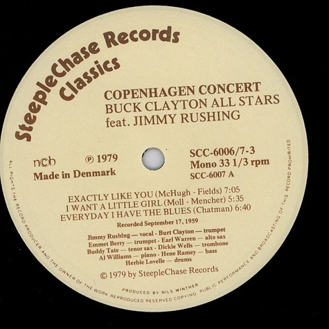 Buck Clayton With His All-Stars Featuring Jimmy Rushing - Copenhagen Concert