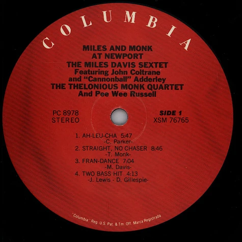 The Miles Davis Sextet Featuring John Coltrane And Cannonball Adderley / The Thelonious Monk Quartet And Pee Wee Russell - Miles & Monk At Newport