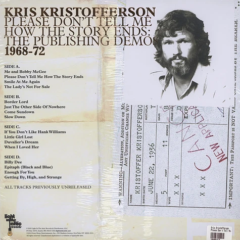 Kris Kristofferson - Please Don't Tell Me How The Story Ends: The Publishing Demos 1968-1972