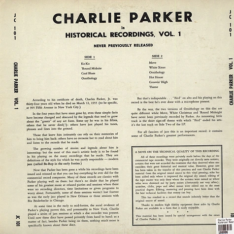 Charlie Parker - Historical Recordings Vol. 1