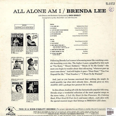 Brenda Lee - All Alone Am I