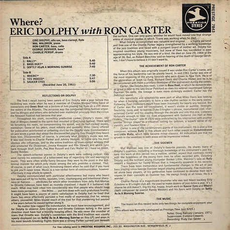 Eric Dolphy With Ron Carter - Where?