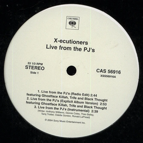 X-Ecutioners - Live from the pj's feat. Black Thought, Ghostface Killah & Trife