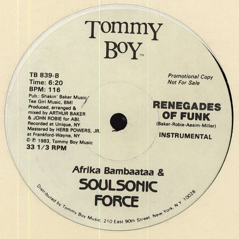 Afrika Bambaataa & The Soul Sonic Force - Renegades of funk
