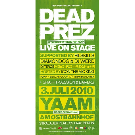 Dead Prez - Konzertticket für Berlin, 03.07.2010 @ Yaam