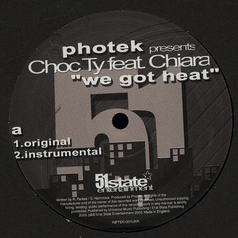 Photek Presents Choc Ty - We Got Heat