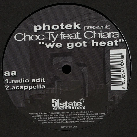 Photek Presents Choc Ty - We Got Heat