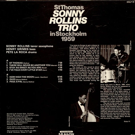 Sonny Rollins Trio - St Thomas - Sonny Rollins Trio In Stockholm 1959