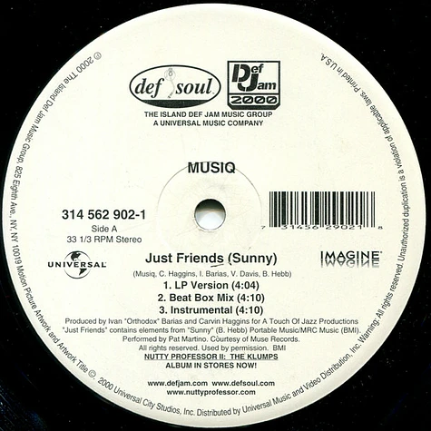 Musiq Soulchild / Method Man - Just Friends (Sunny) / Even If