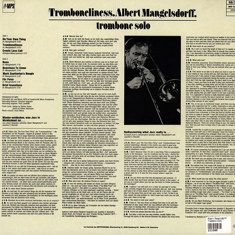 Albert Mangelsdorff - Trmoboneliness