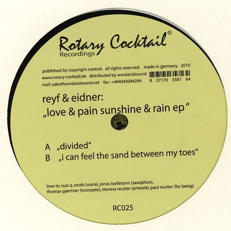 Reyf & Eidner - Love & Pain, Sunshine & Rain EP