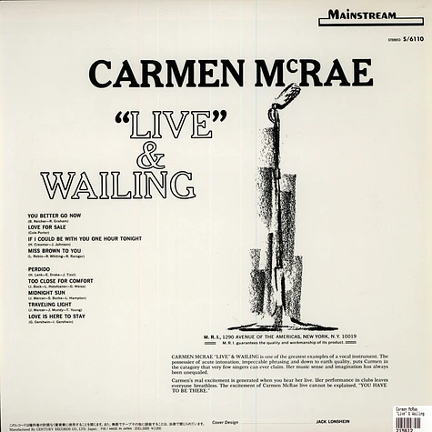 Carmen McRae - "Live" & Wailing