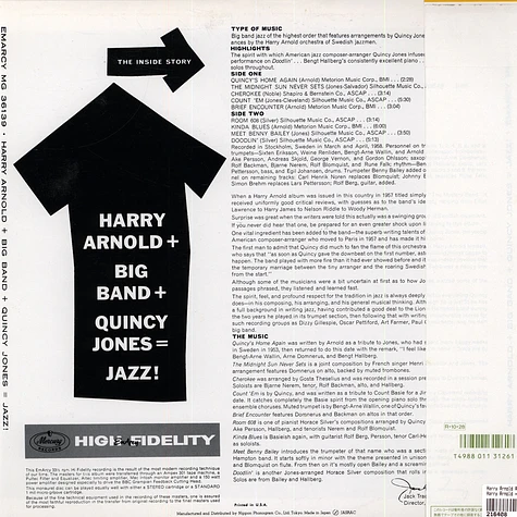 Harry Arnold And His Orchestra - Harry Arnold + Big Band + Quincy Jones = Jazz