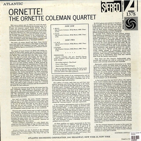 The Ornette Coleman Quartet - Ornette!