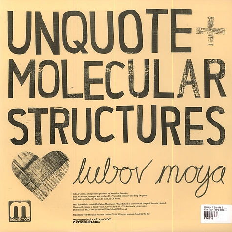Unquote / Unquote & Molecular Structures - Hide Your Tears Because We Are In Heaven / Lubov Moya