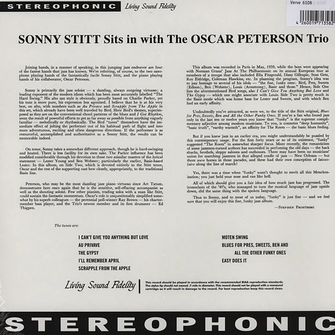 Sonny Stitt / The Oscar Peterson Trio - Sonny Stitt Sits In With The Oscar Peterson Trio
