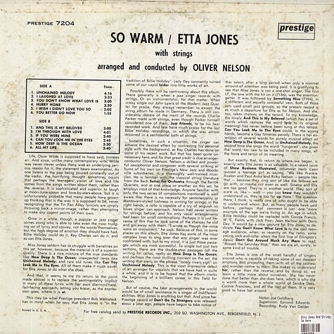 Etta Jones And Strings - So Warm