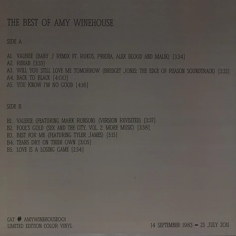 Amy Winehouse - The Best Of Amy Winehouse