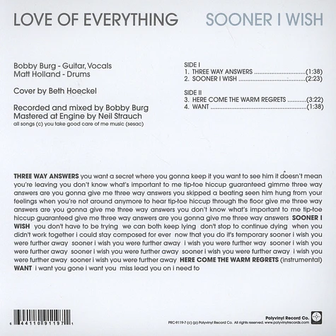 Love of Everything - Sooner I Wish EP
