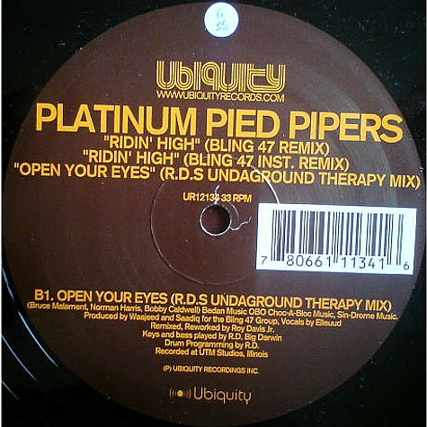 Platinum Pied Pipers - Ridin' High / Open Your Eyes (Remixes)