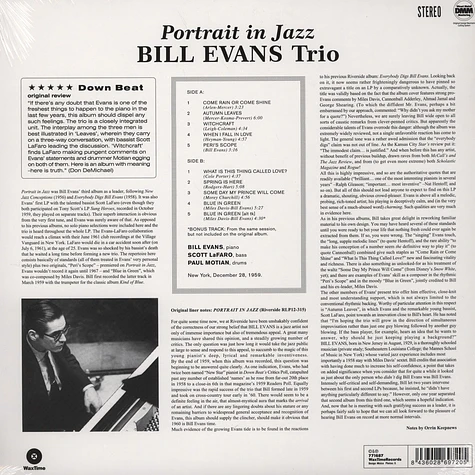 The Bill Evans Trio - Portrait In Jazz