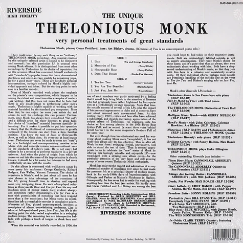 Thelonious Monk - Unique Thelonious Monk