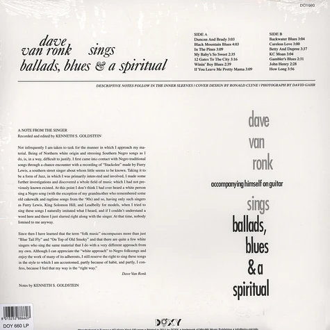Dave Van Ronk - Sings Ballads, Blues And A Spiritual