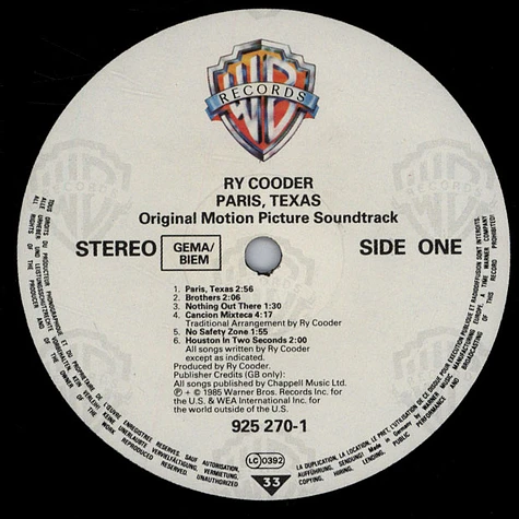 Ry Cooder - OST Paris, Texas