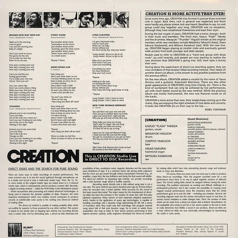 Creation - This Is Creation - Studio Live In Direct Disc Recording