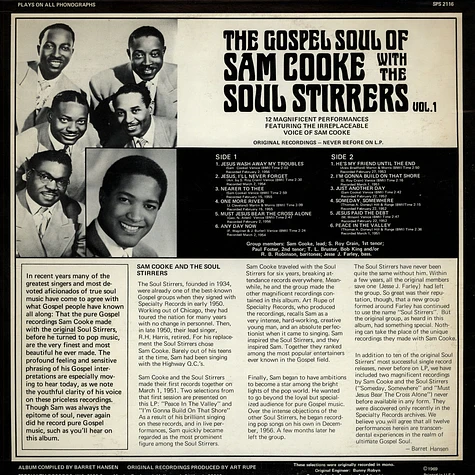 Sam Cooke With The Soul Stirrers - The Gospel Soul Of Sam Cooke With The Soul Stirrers Vol. 1